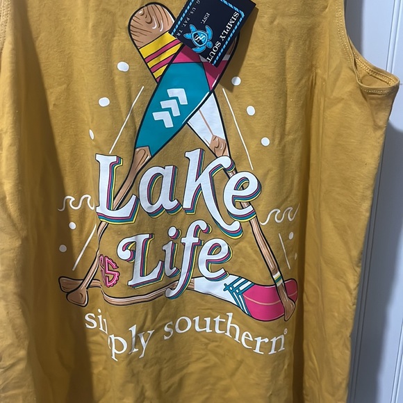 Simply Southern Women's Lake Life Graphic Tank Top Mustard NWT Sz MEDIUM - Picture 4 of 5